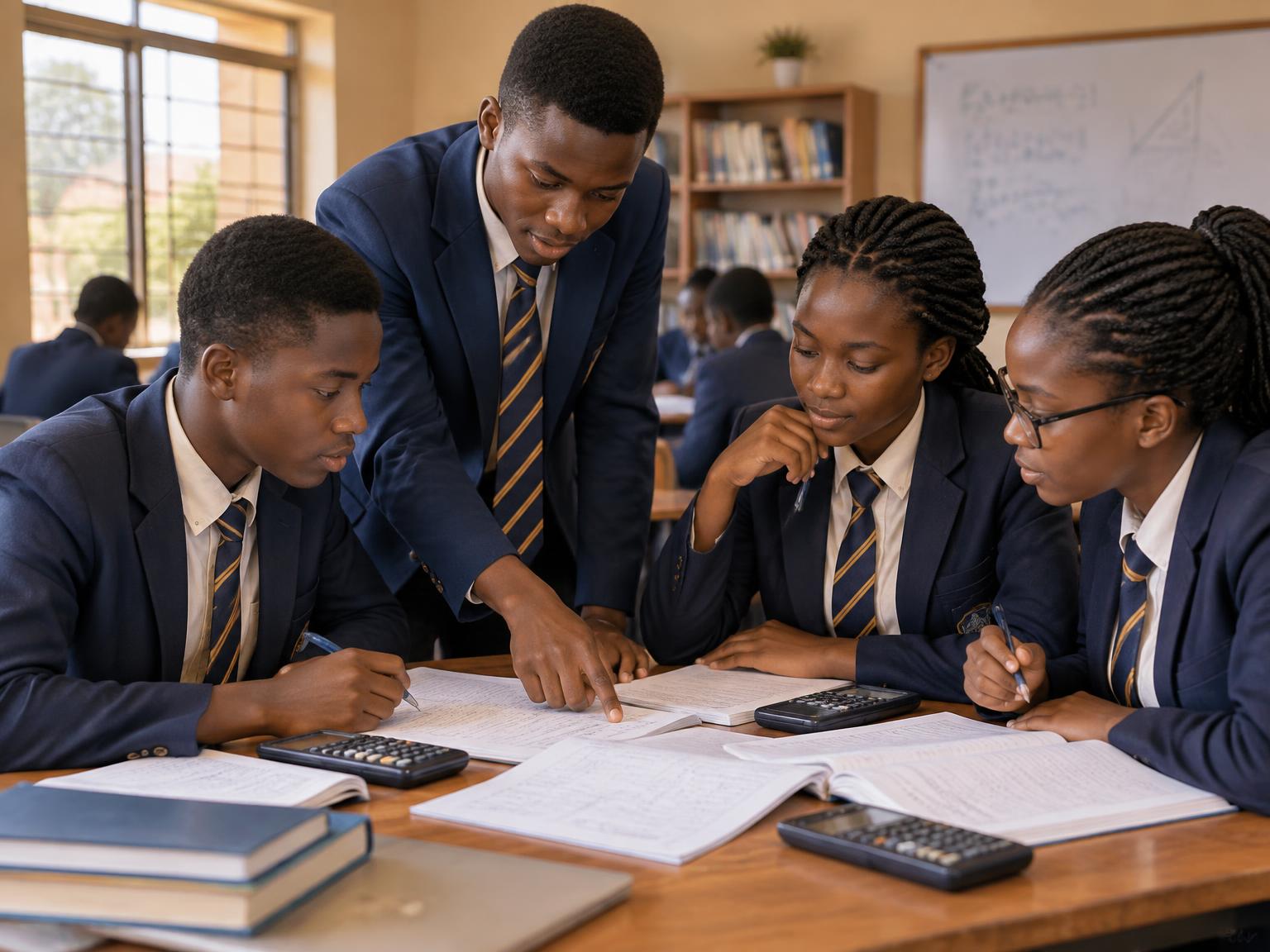 Students solving exam questions together